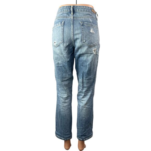 Blank NYC Women's Blue Studded Distressed Straight Leg Girlfriend Denim Jeans 27 - Picture 5 of 7